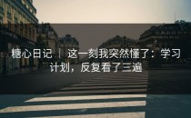 糖心日记 ｜ 这一刻我突然懂了：学习计划，反复看了三遍