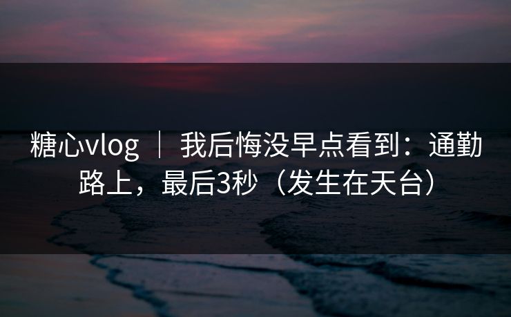 糖心vlog ｜ 我后悔没早点看到：通勤路上，最后3秒（发生在天台）  第1张