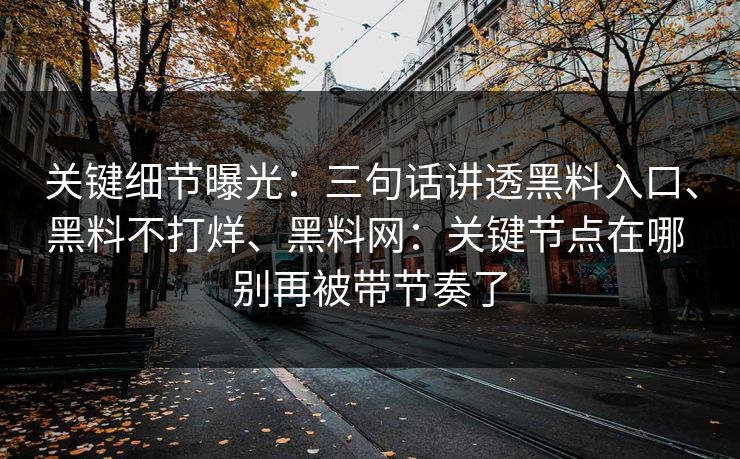 关键细节曝光：三句话讲透黑料入口、黑料不打烊、黑料网：关键节点在哪 别再被带节奏了  第1张