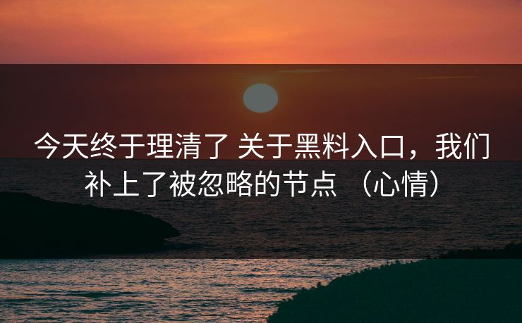 今天终于理清了 关于黑料入口，我们补上了被忽略的节点 （心情）  第1张