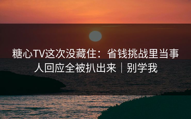 糖心TV这次没藏住：省钱挑战里当事人回应全被扒出来｜别学我  第1张