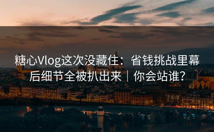 糖心Vlog这次没藏住：省钱挑战里幕后细节全被扒出来｜你会站谁？  第1张