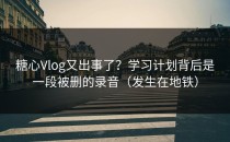 糖心Vlog又出事了？学习计划背后是一段被删的录音（发生在地铁）