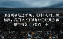 没想到会是这样 关于黑料不打烊、黑料网，我们补上了被忽略的证据 别再被带节奏了（有点上头）