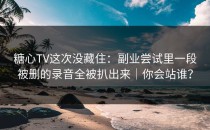 糖心TV这次没藏住：副业尝试里一段被删的录音全被扒出来｜你会站谁？