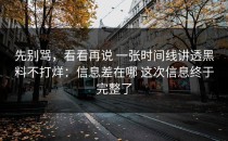 先别骂，看看再说 一张时间线讲透黑料不打烊：信息差在哪 这次信息终于完整了