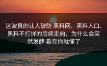这波真的让人破防 黑料网、黑料入口、黑料不打烊的后续走向，为什么会突然发酵 看完你就懂了