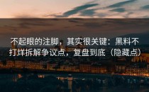 不起眼的注脚，其实很关键：黑料不打烊拆解争议点，复盘到底（隐藏点）