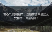 糖心TV隐藏细节：选题库原来是这么安排的｜你会站谁？