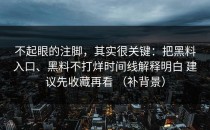 不起眼的注脚，其实很关键：把黑料入口、黑料不打烊时间线解释明白 建议先收藏再看 （补背景）