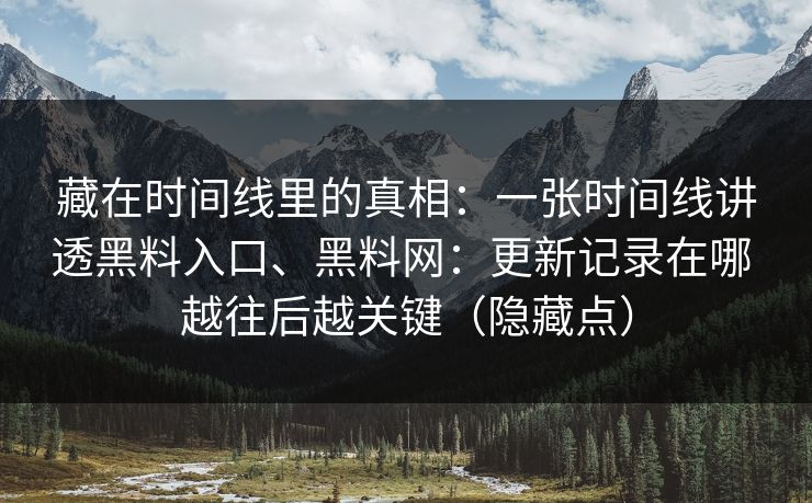 藏在时间线里的真相：一张时间线讲透黑料入口、黑料网：更新记录在哪 越往后越关键（隐藏点）  第1张
