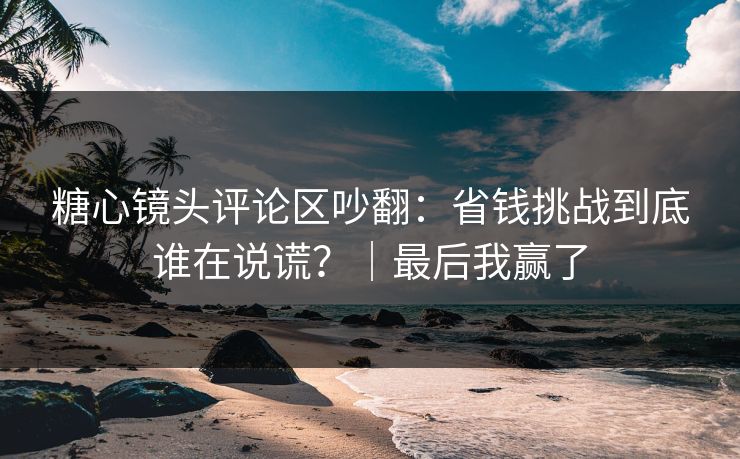 糖心镜头评论区吵翻：省钱挑战到底谁在说谎？｜最后我赢了  第1张