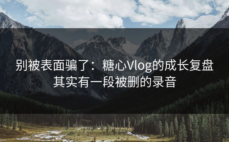 别被表面骗了：糖心Vlog的成长复盘其实有一段被删的录音  第1张