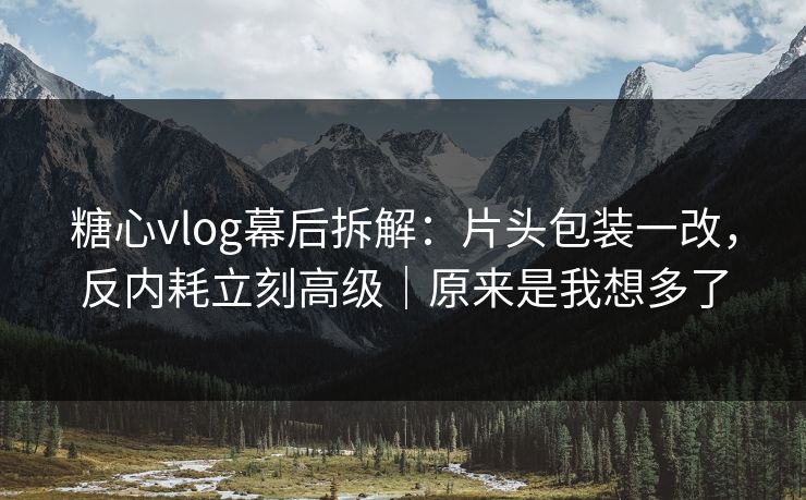 糖心vlog幕后拆解：片头包装一改，反内耗立刻高级｜原来是我想多了  第1张