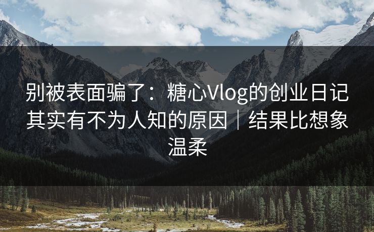 别被表面骗了：糖心Vlog的创业日记其实有不为人知的原因｜结果比想象温柔  第1张
