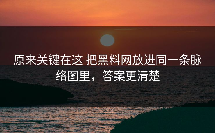 原来关键在这 把黑料网放进同一条脉络图里，答案更清楚  第1张