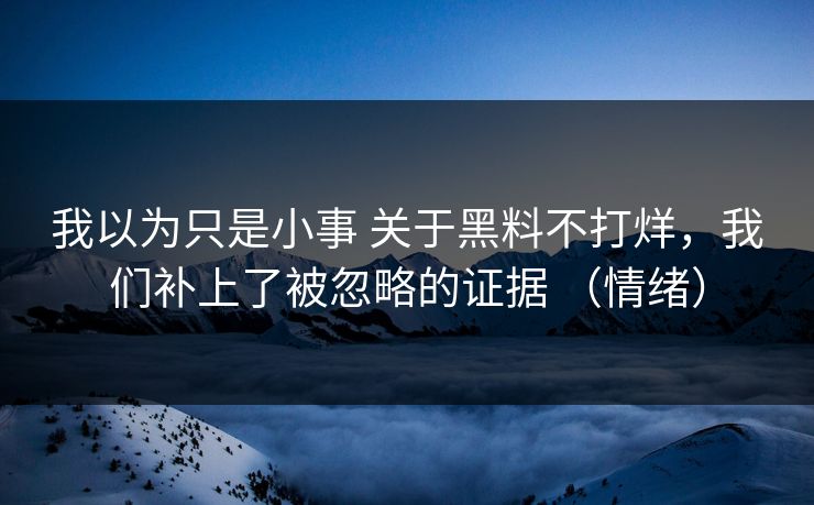 我以为只是小事 关于黑料不打烊，我们补上了被忽略的证据 （情绪）  第1张