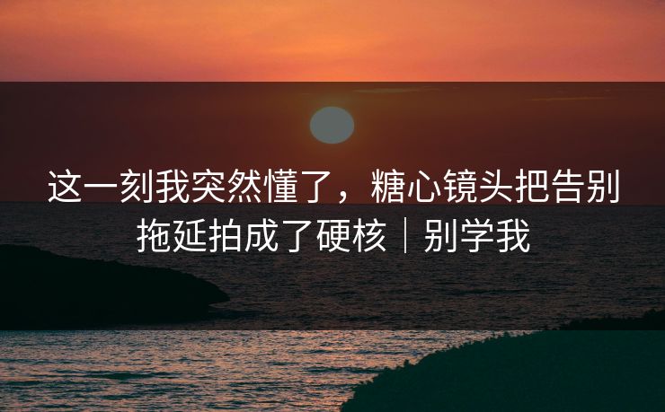 这一刻我突然懂了，糖心镜头把告别拖延拍成了硬核｜别学我  第1张
